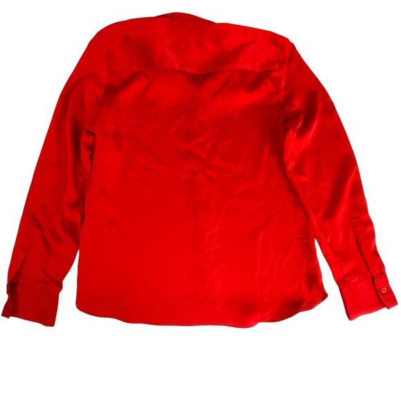 A New Day Womens Red Satin Long Sleeve Blouse Button-down closure Size Small - Picture 2 of 10